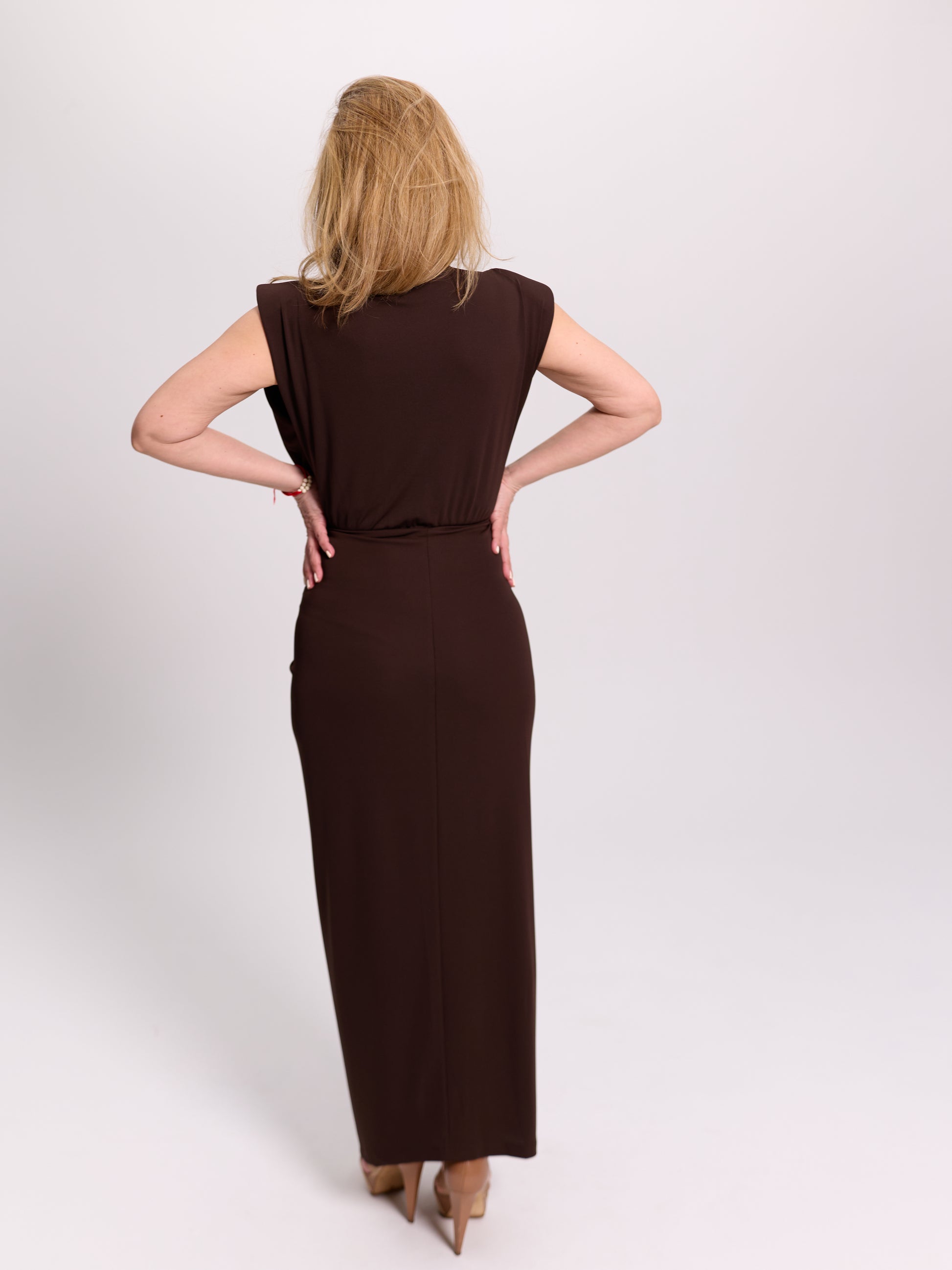Twist-Knot Plunge Neck Maxi Dress