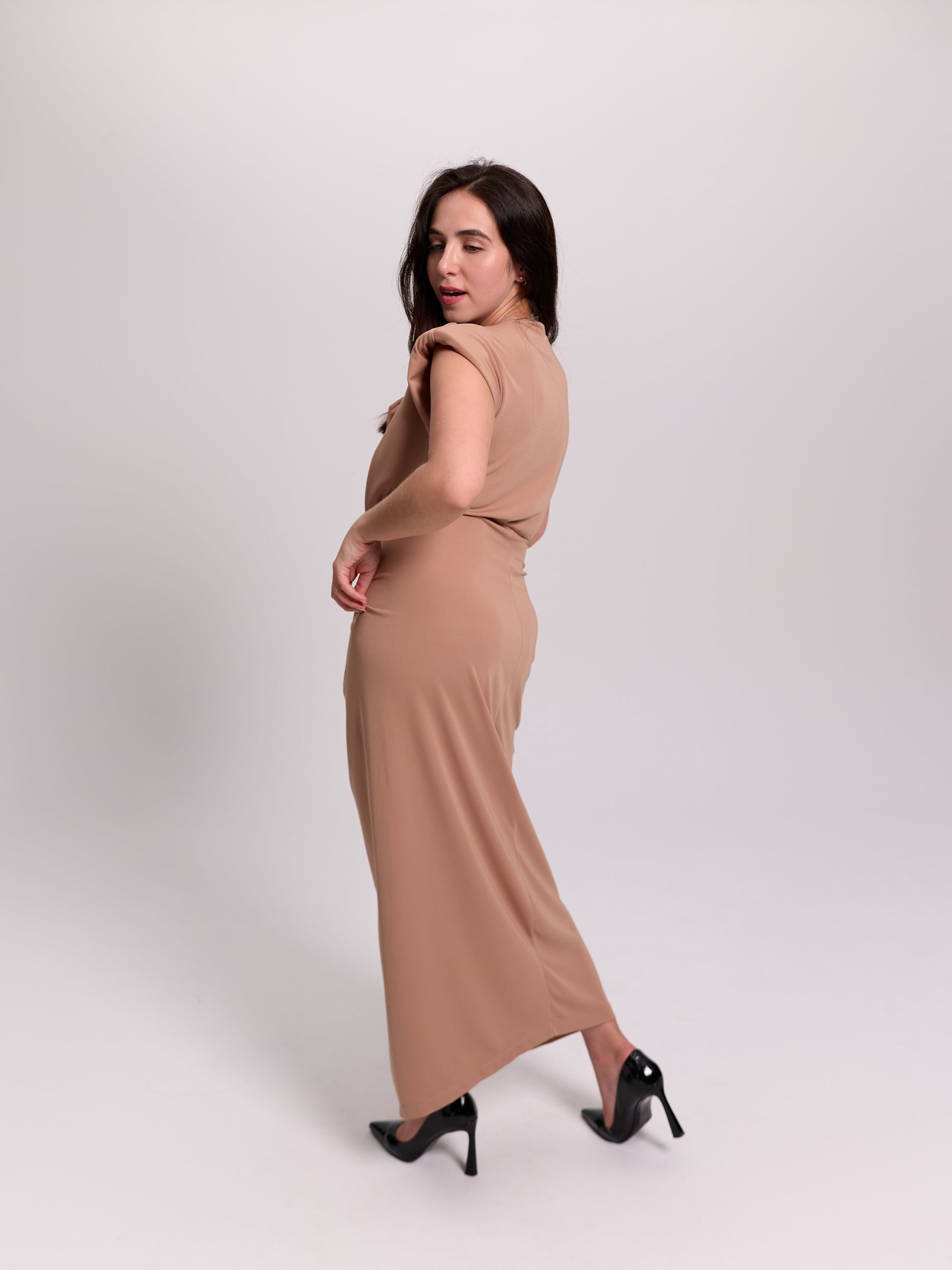 Twist-Knot Plunge Neck Maxi Dress