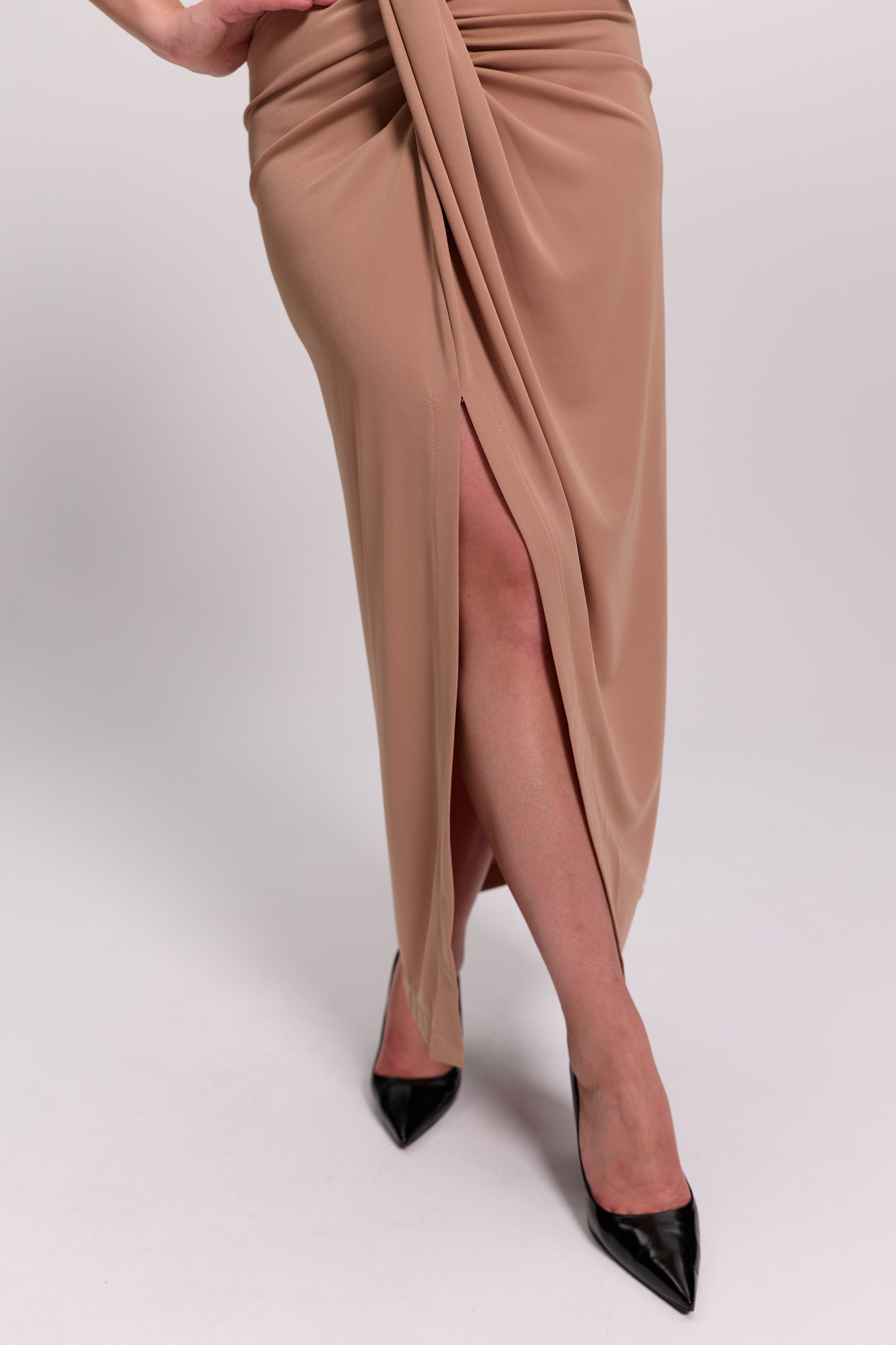 Twist-Knot Plunge Neck Maxi Dress