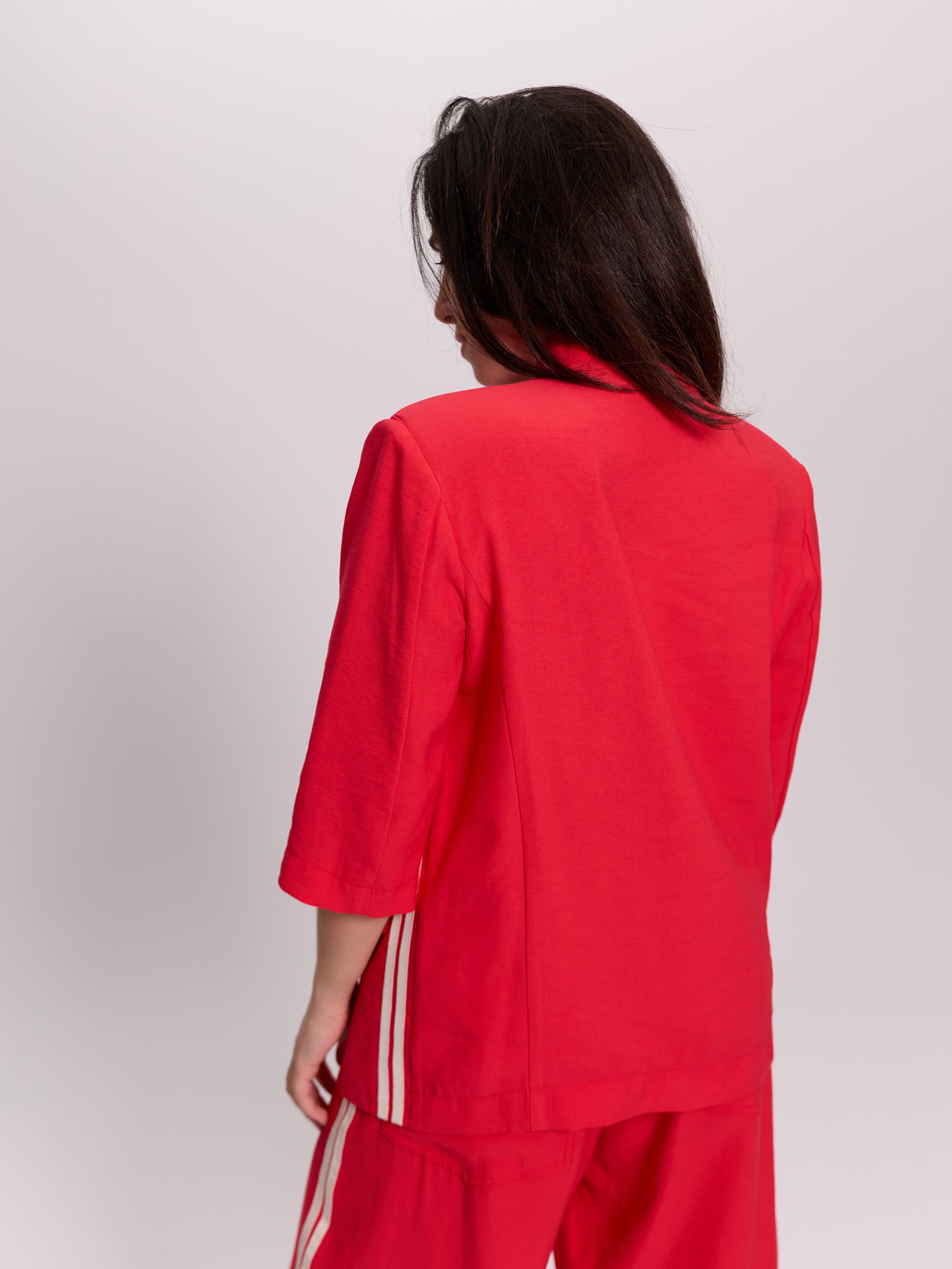 Red Asymmetric Single-Button Blazer