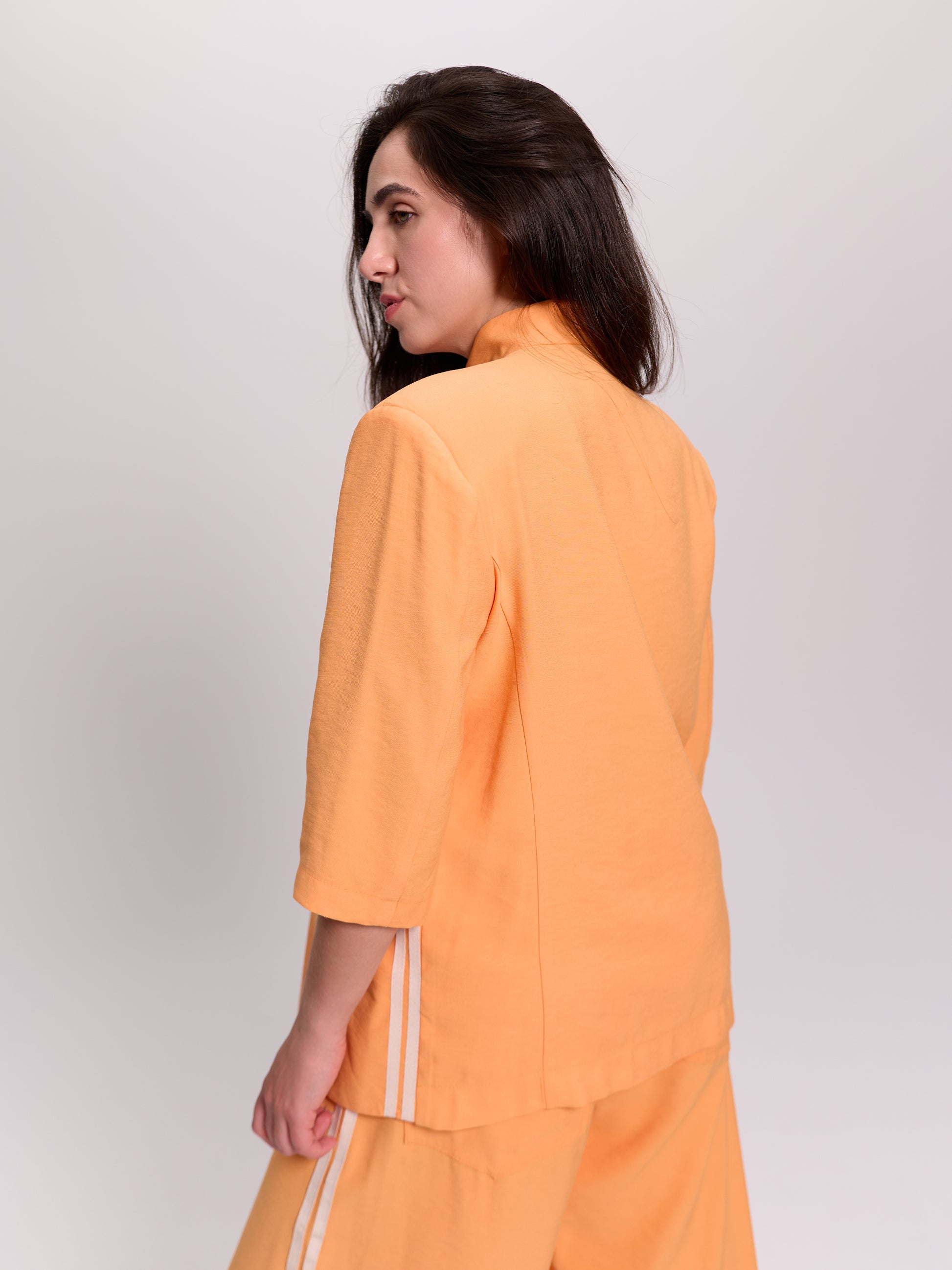 Orange Asymmetric Single-Button Blazer