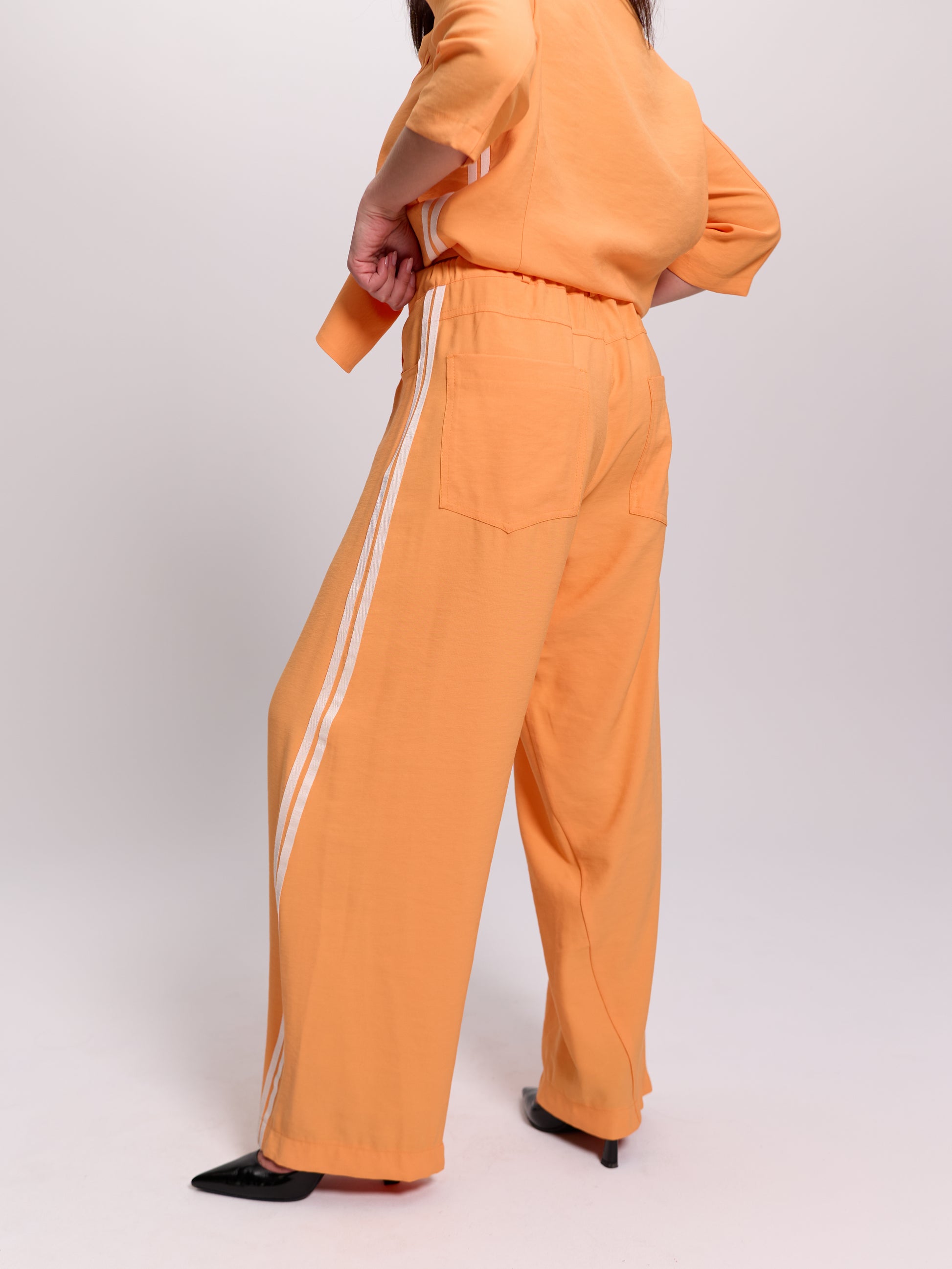 Orange Side-Stripe Balloon-Leg Trousers