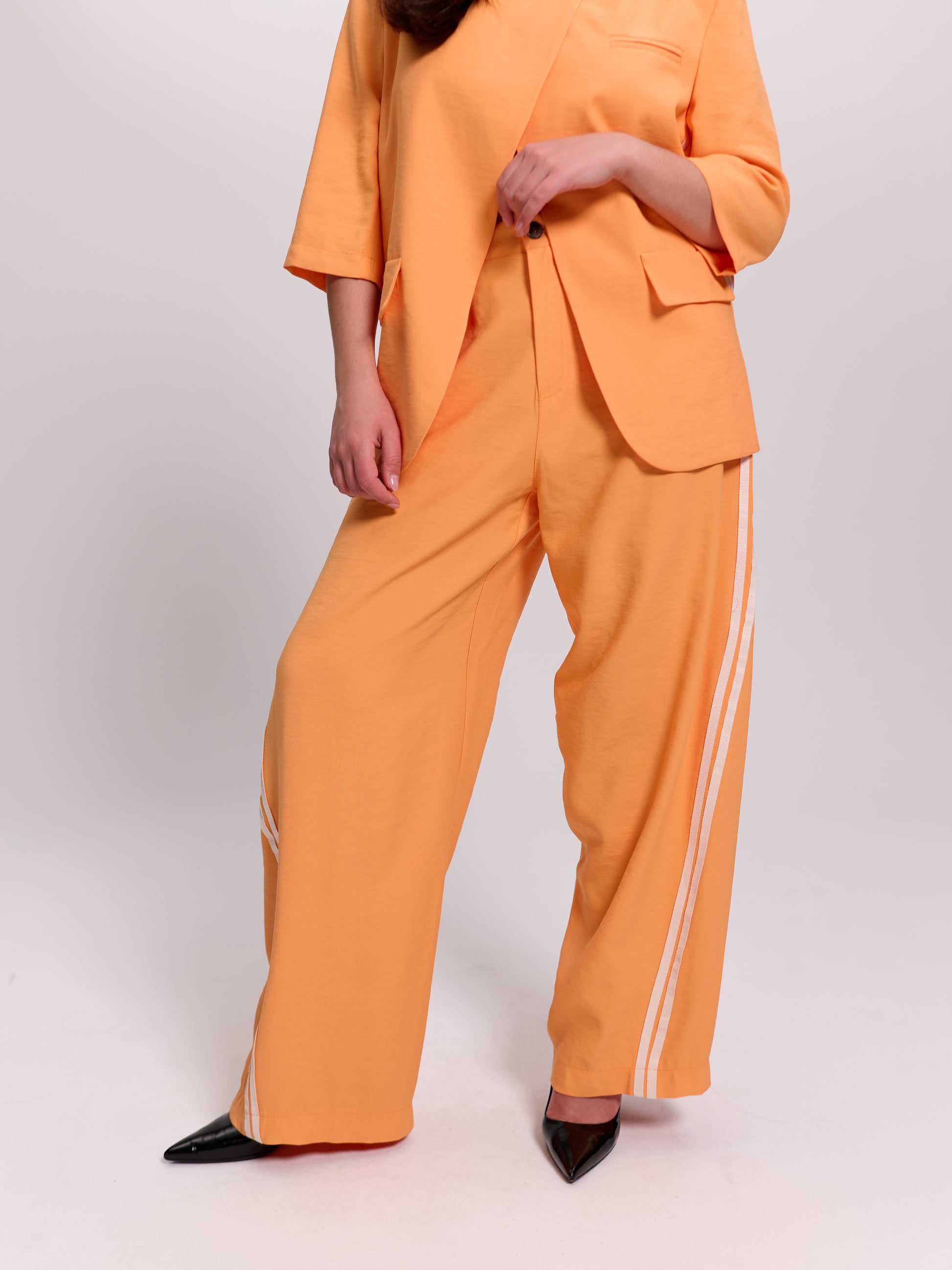 Orange Side-Stripe Balloon-Leg Trousers