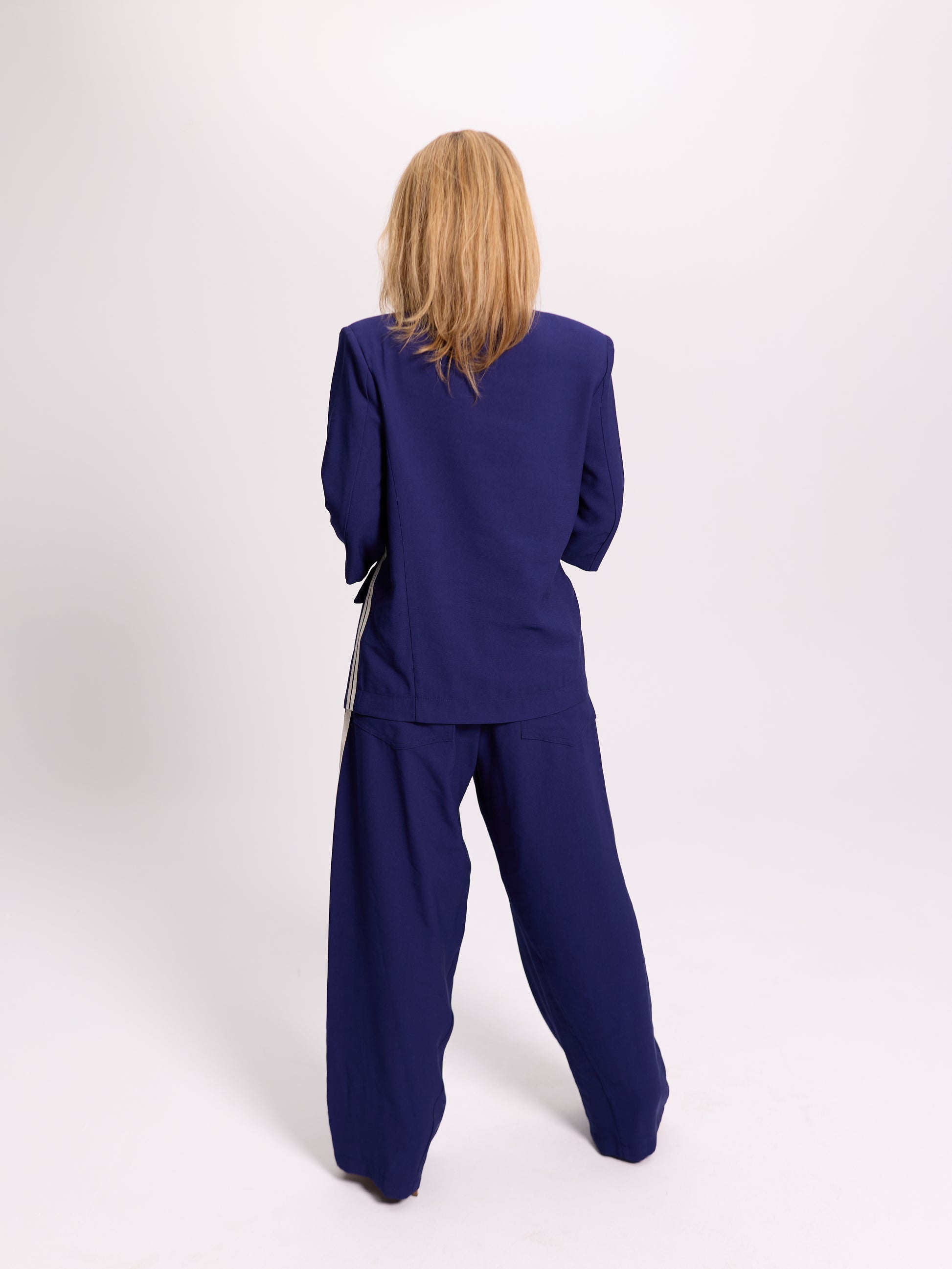 Navy Asymmetric Single-Button Blazer