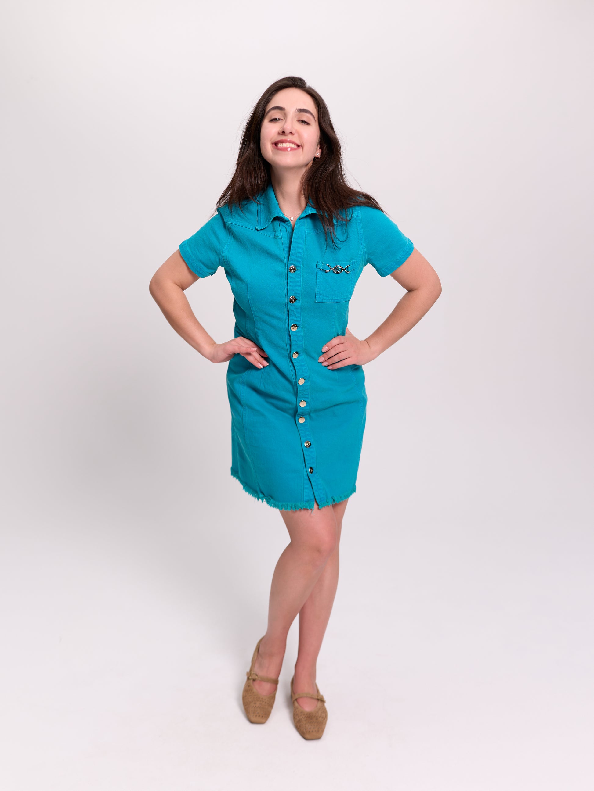 Button-Through Denim Shirt Dress