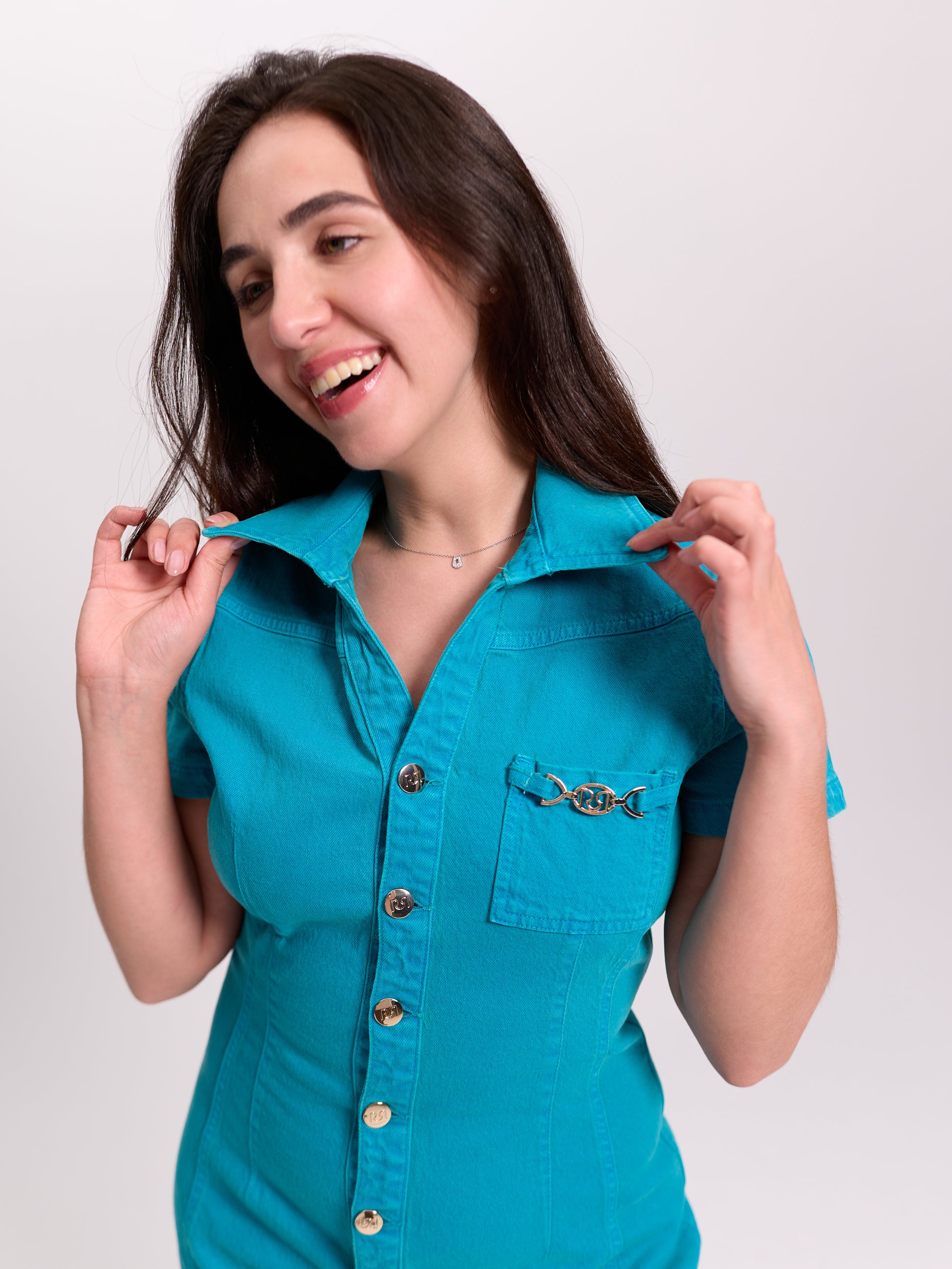 Button-Through Denim Shirt Dress
