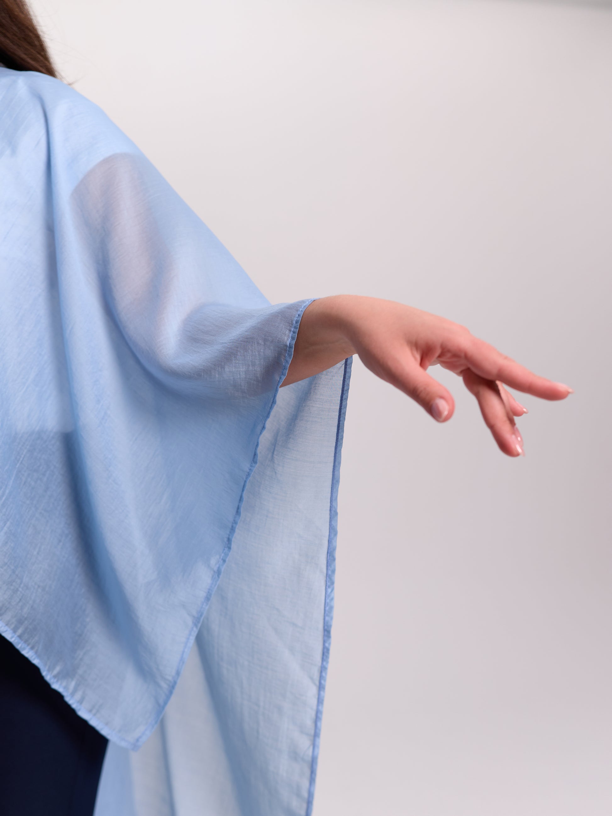 Baby Blue Sheer Batwing Cape Top