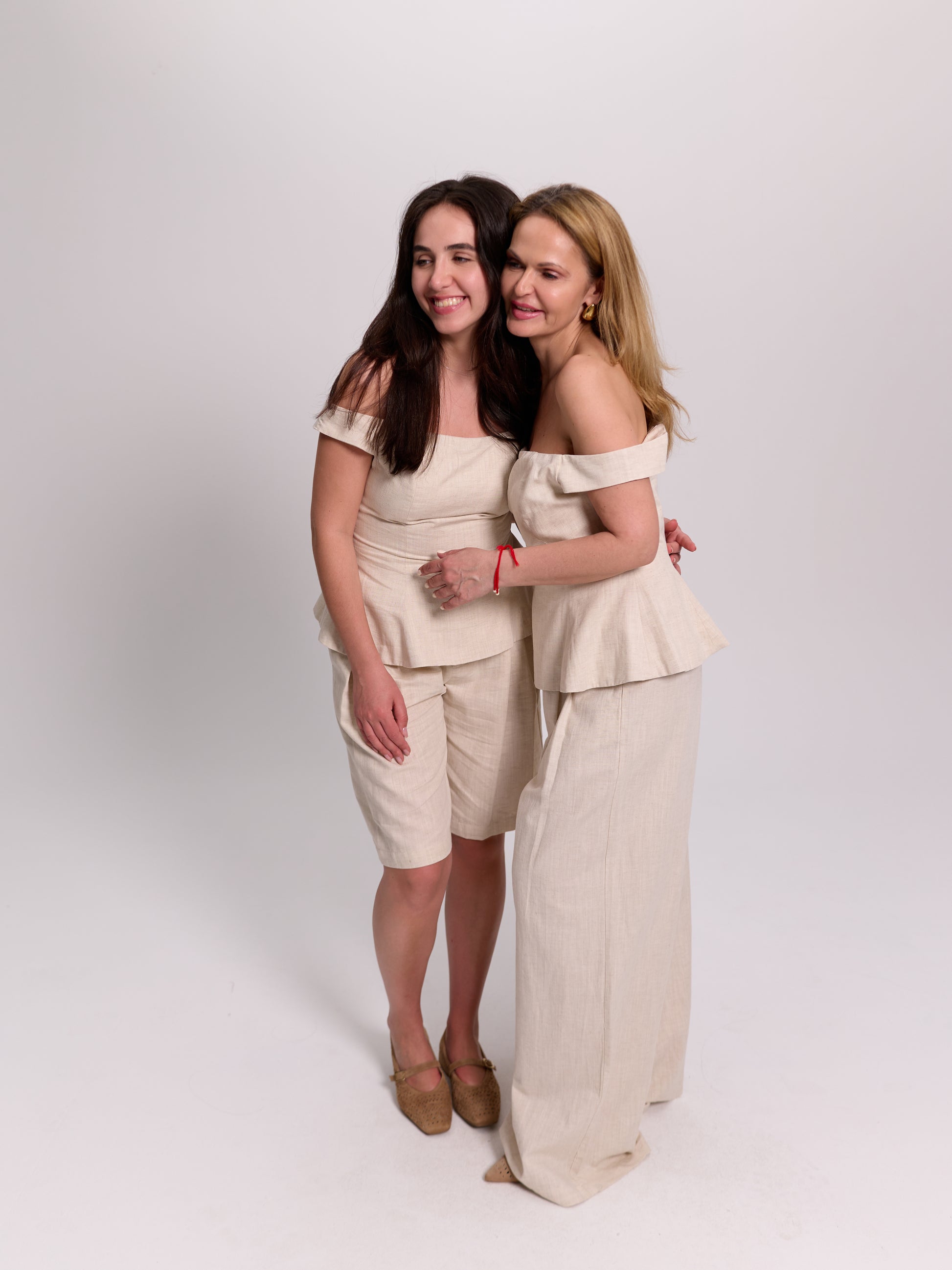 Off-The-Shoulder Linen Peplum Top