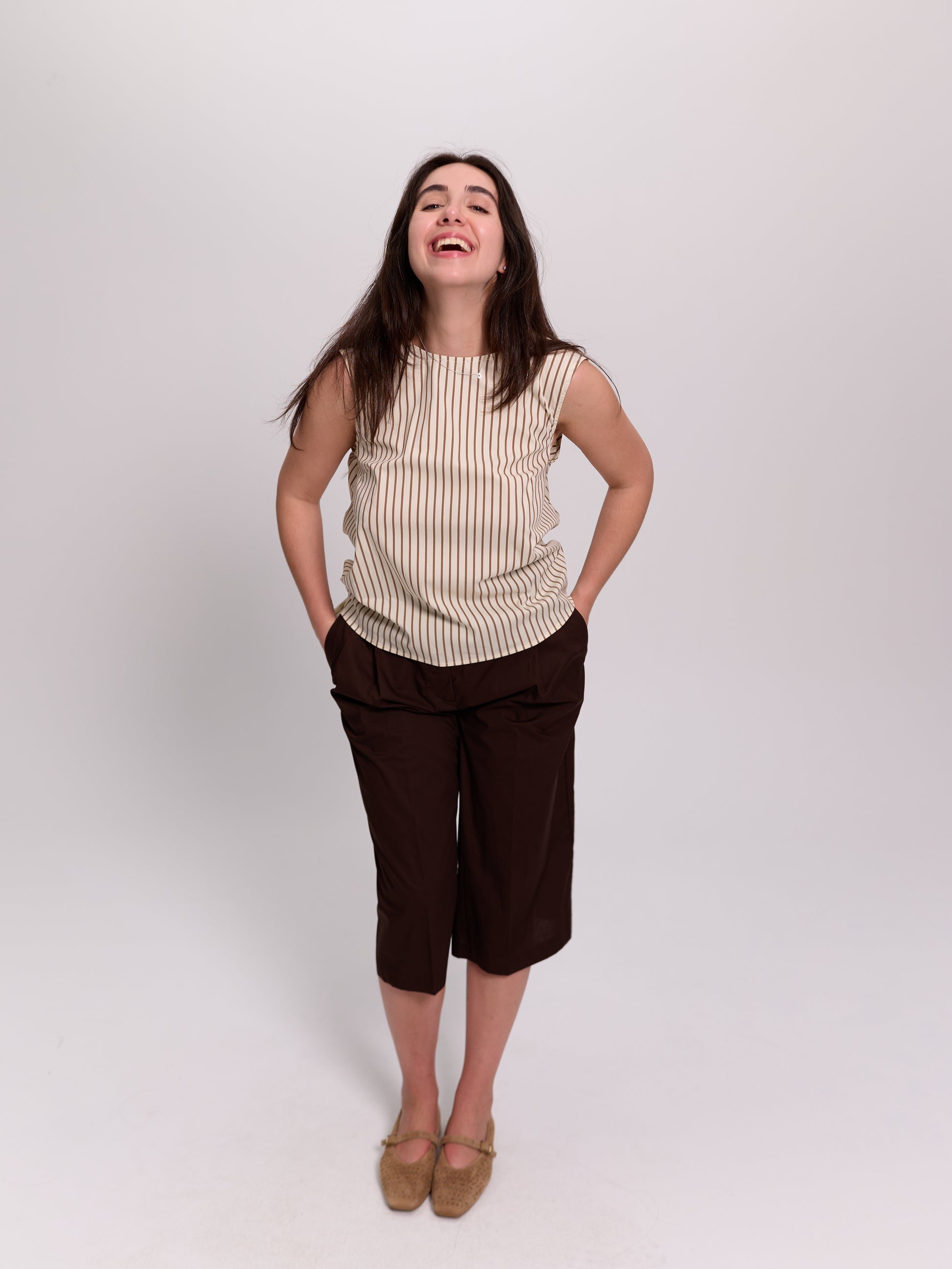 Brown Wide-Leg Culotte Shorts