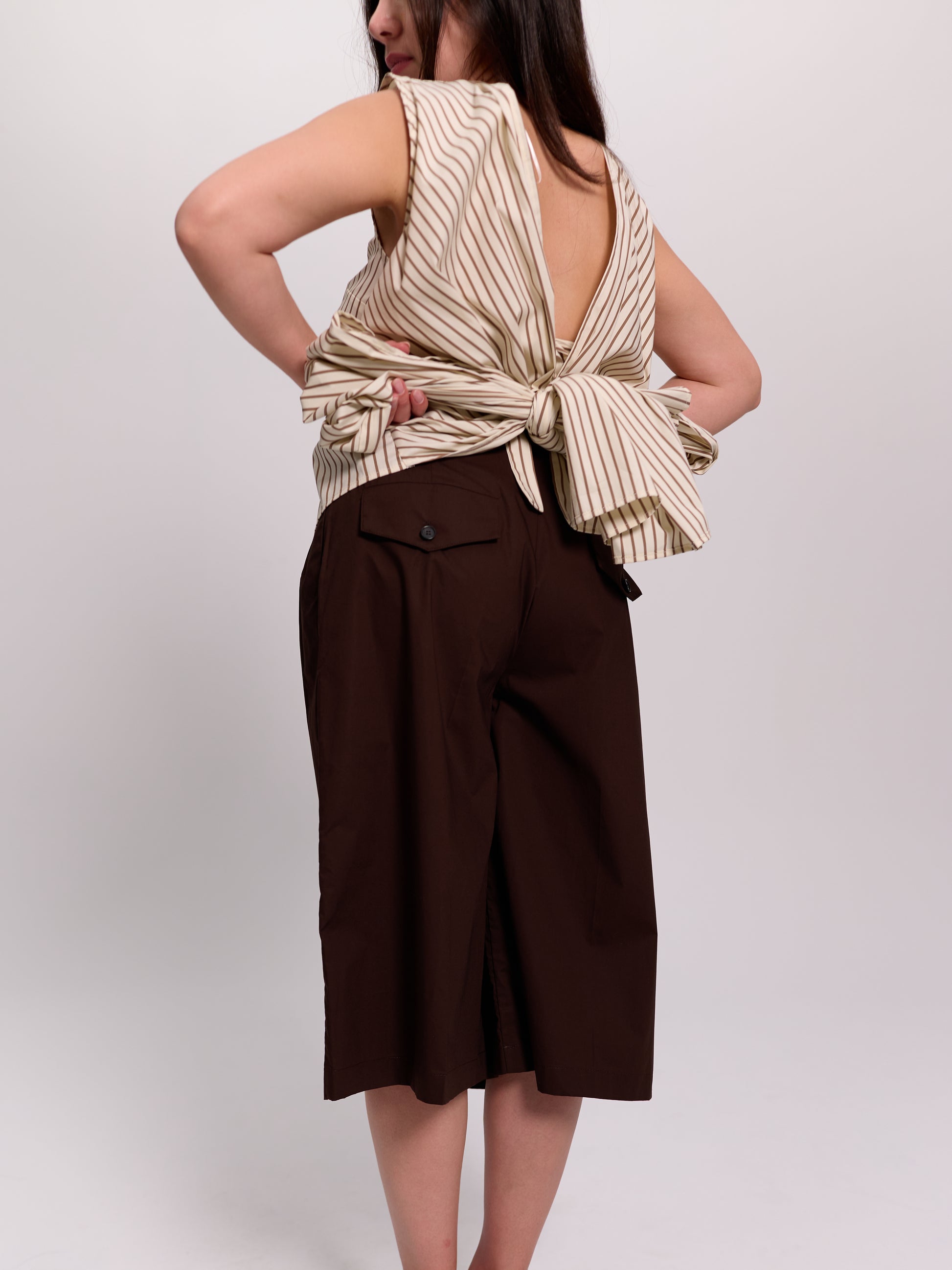Brown Wide-Leg Culotte Shorts