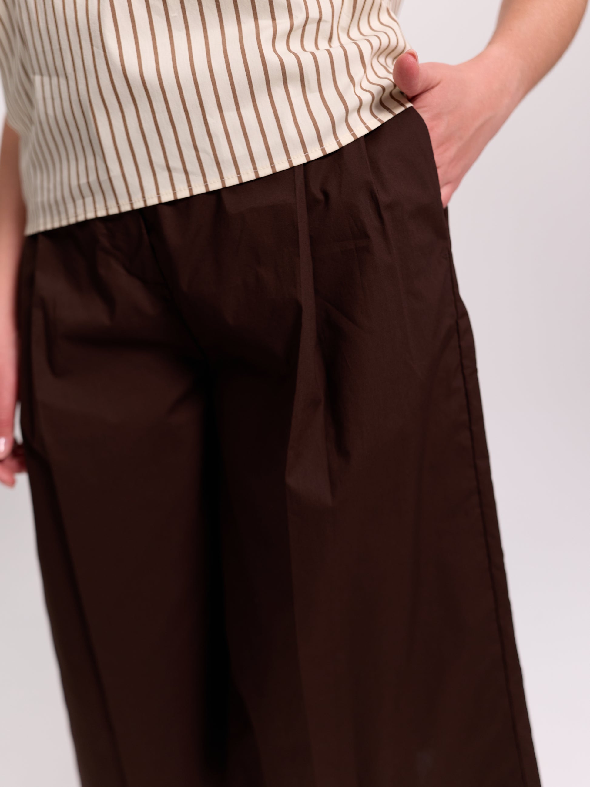 Brown Wide-Leg Culotte Shorts