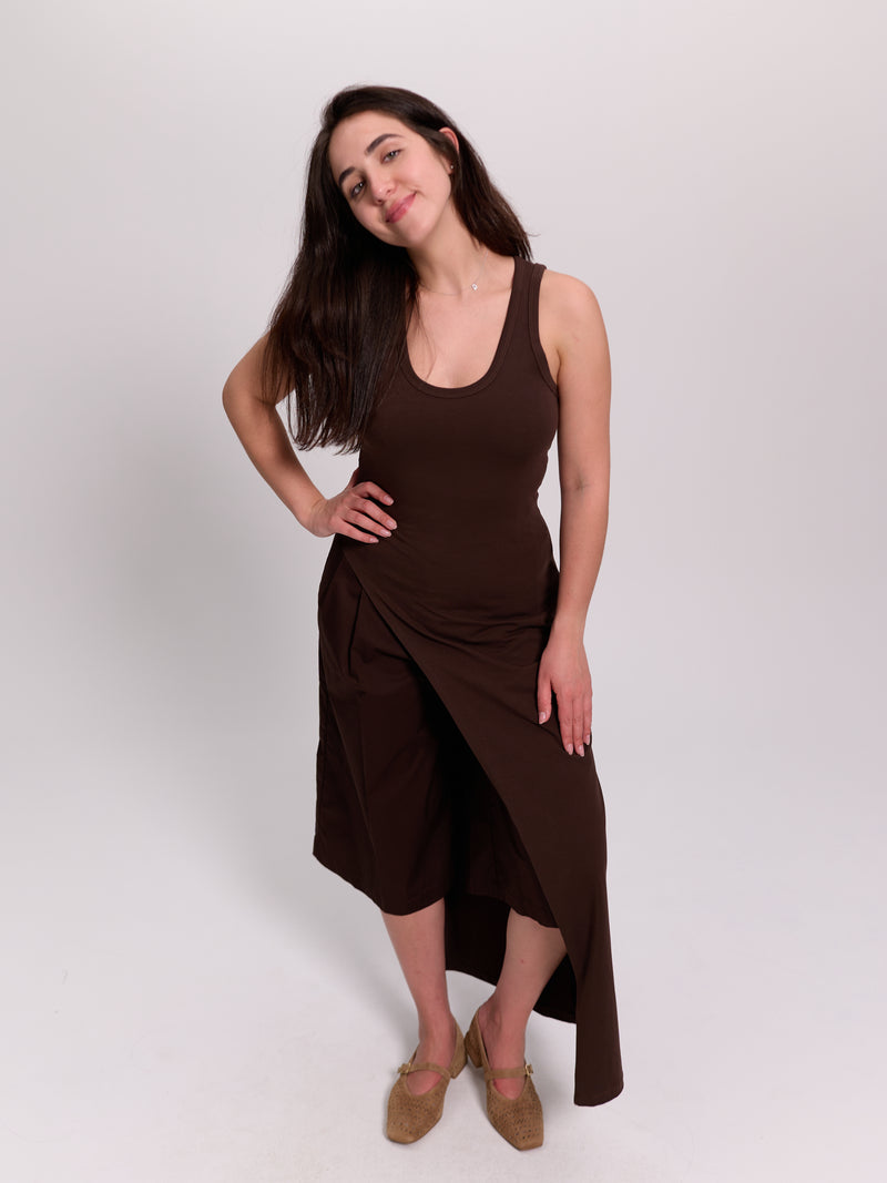 Asymmetric Side-Panel Tank Top Brown