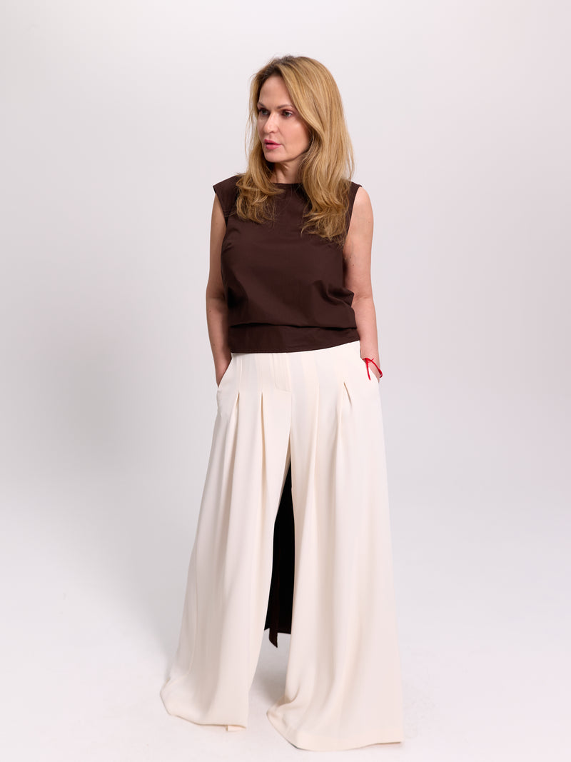 Off-White Pleated Palazzo Trousers