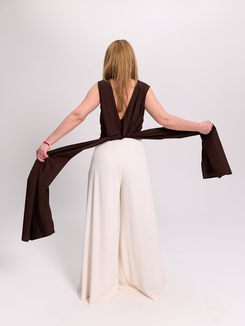 Off-White Pleated Palazzo Trousers