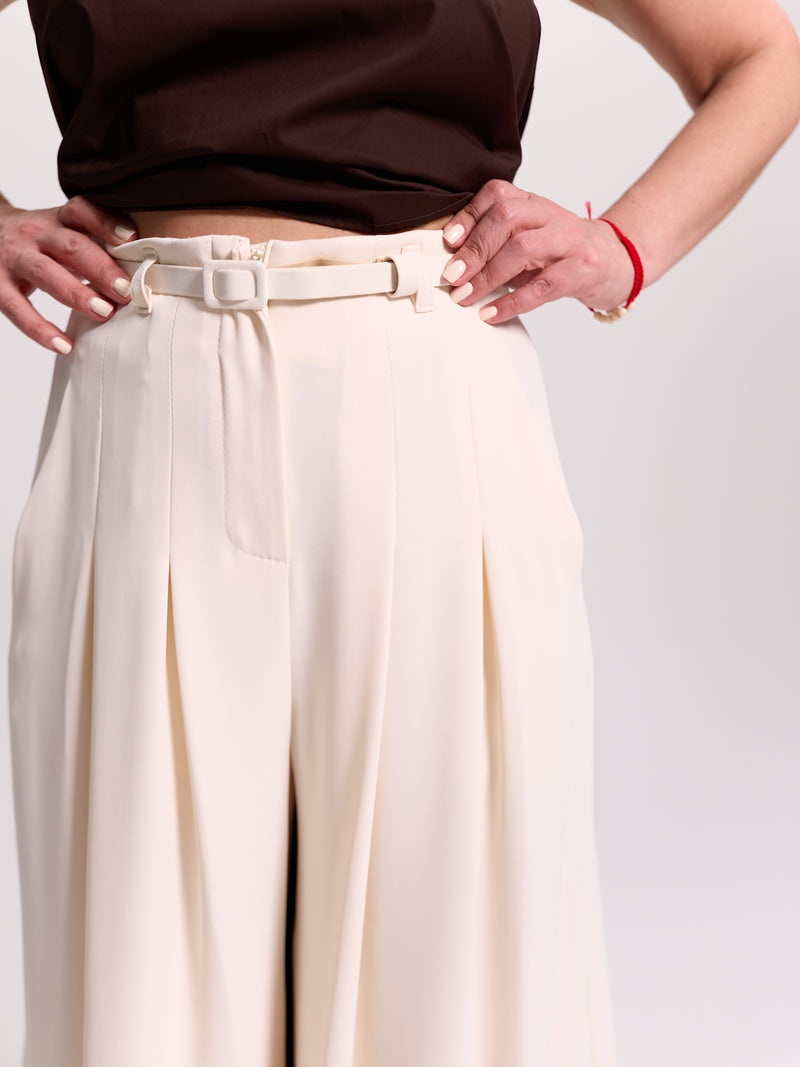 Off-White Pleated Palazzo Trousers