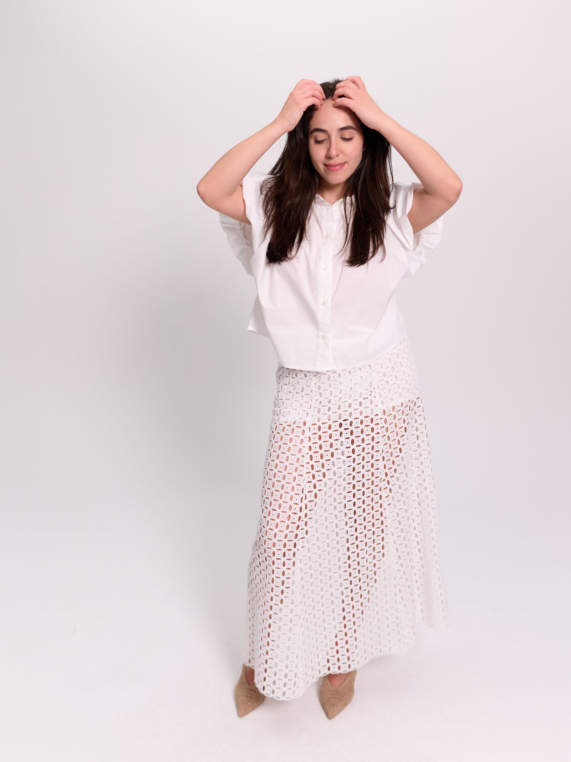 White Broderie Anglaise Maxi Skirt