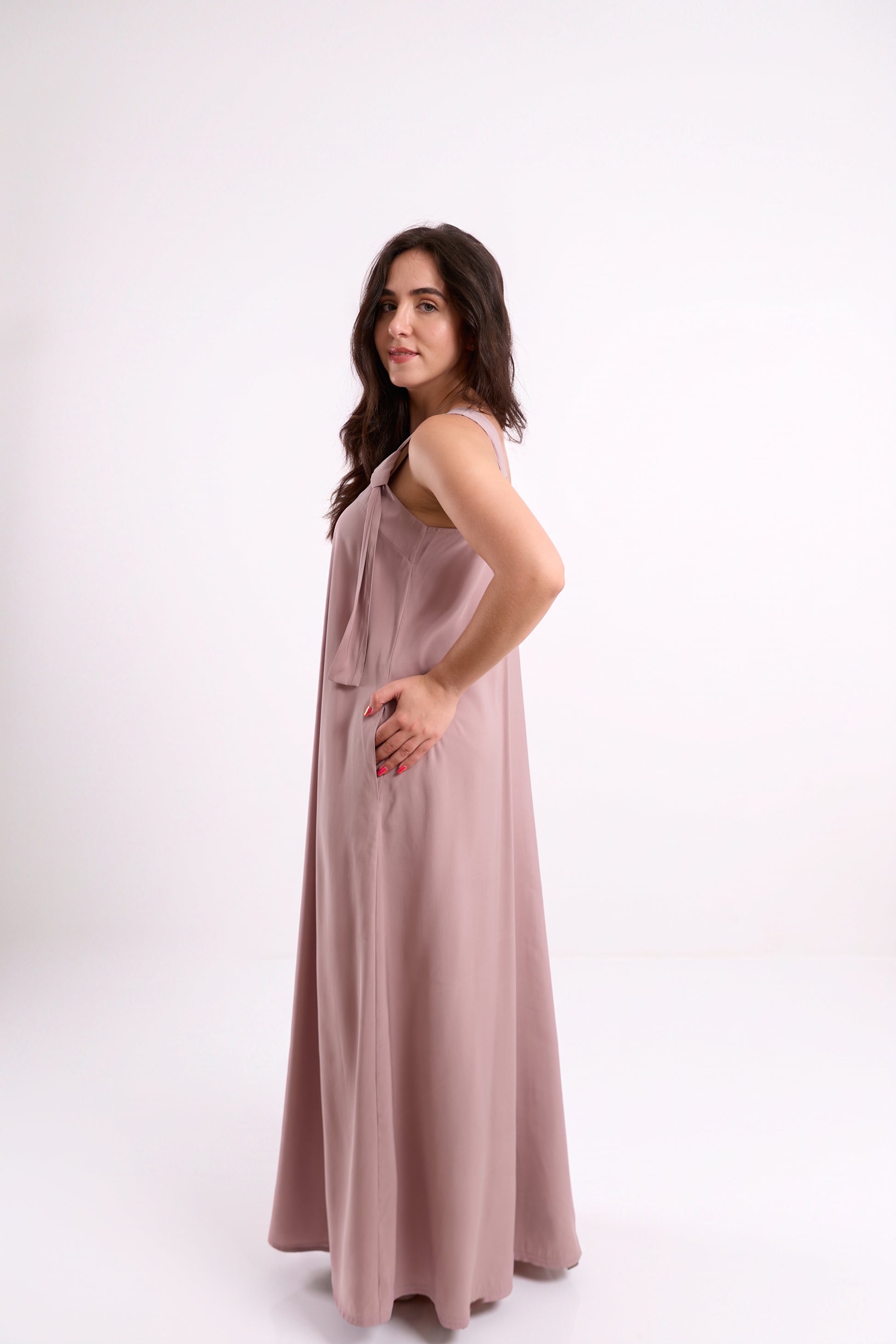 Blush Pink Oversized V-Neck Maxi Dress