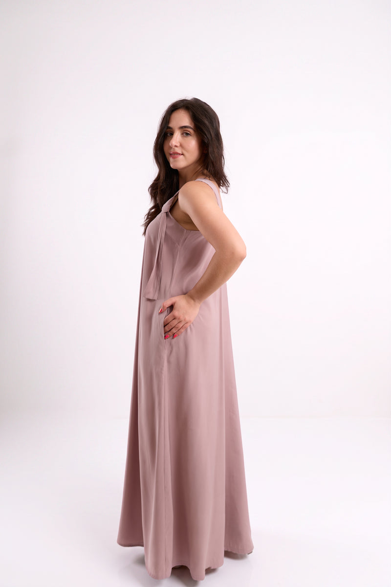 Blush Pink Oversized V-Neck Maxi Dress