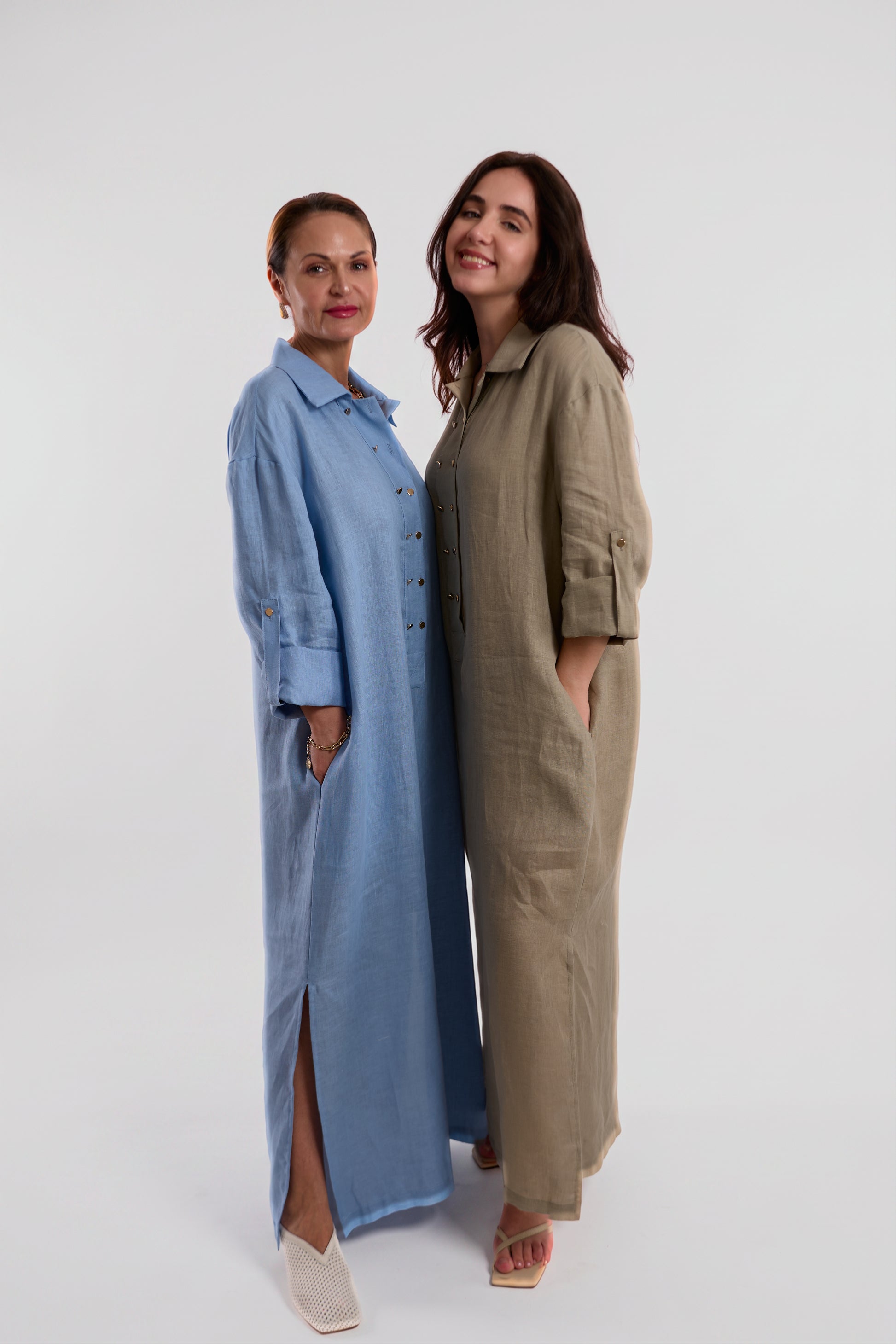Baby Blue Linen Oversized Shirt Dress