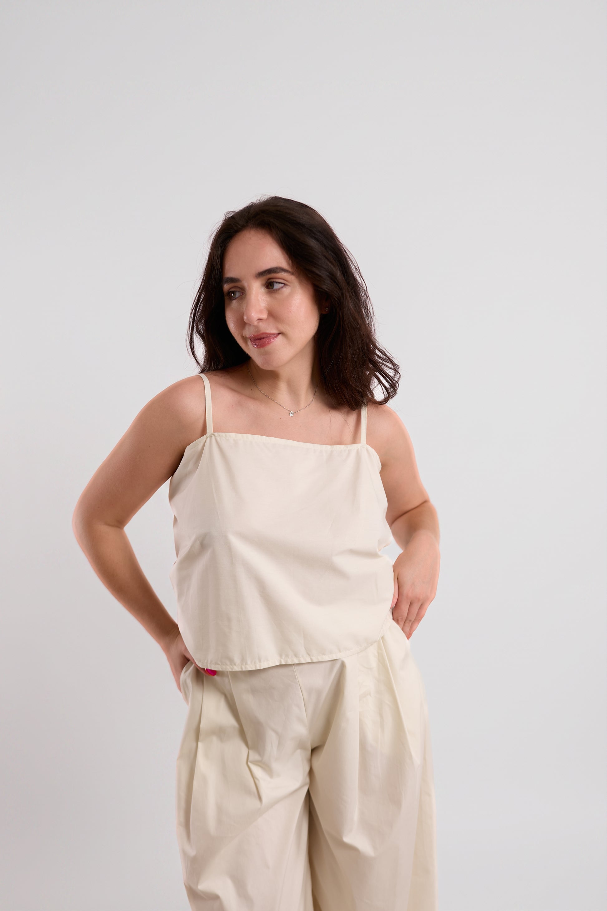 Cream Open-Tie-Back Cami Top
