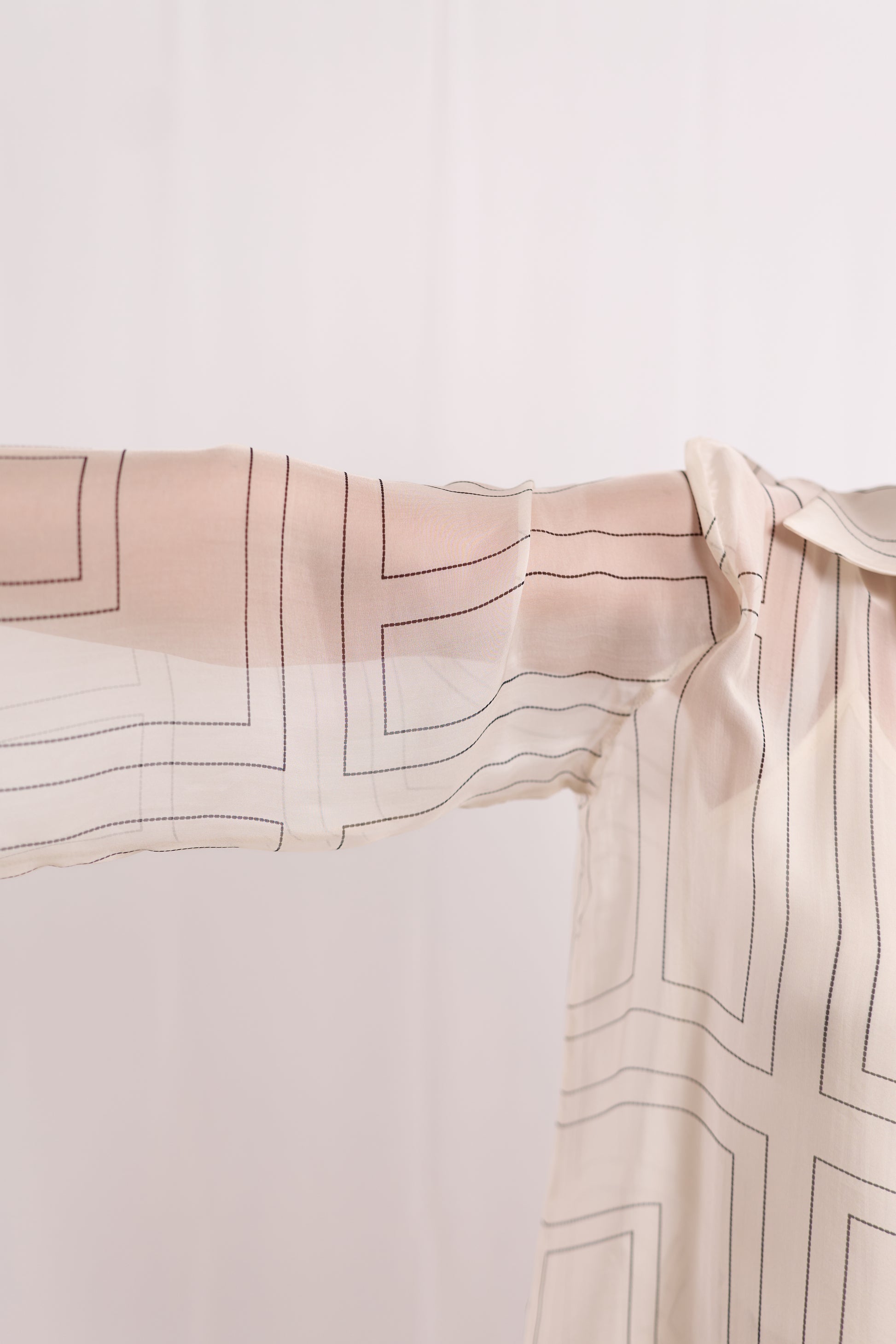 White Sheer Graphic-Print Shirt