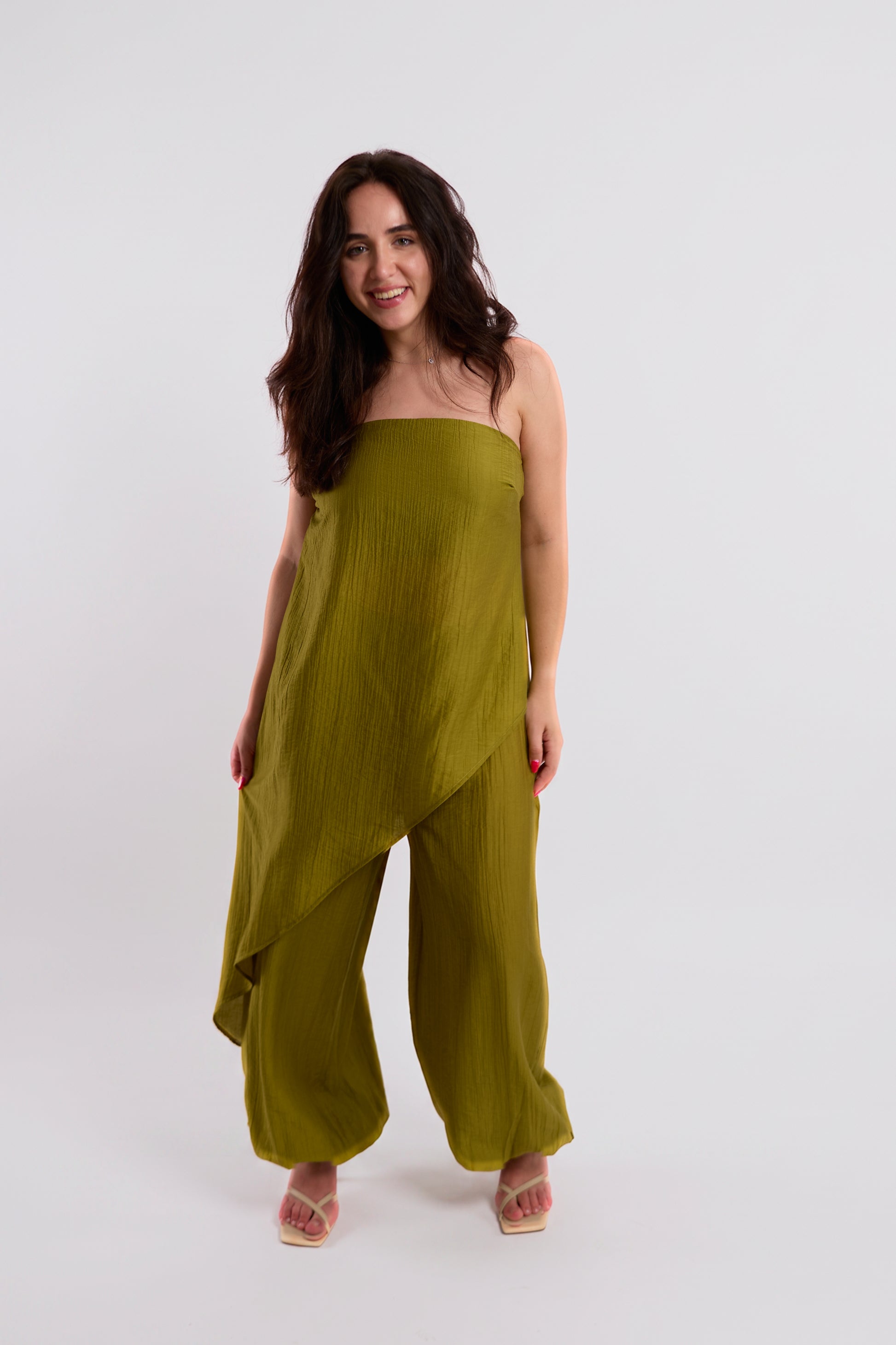 Chartreuse Draped Balloon Trousers