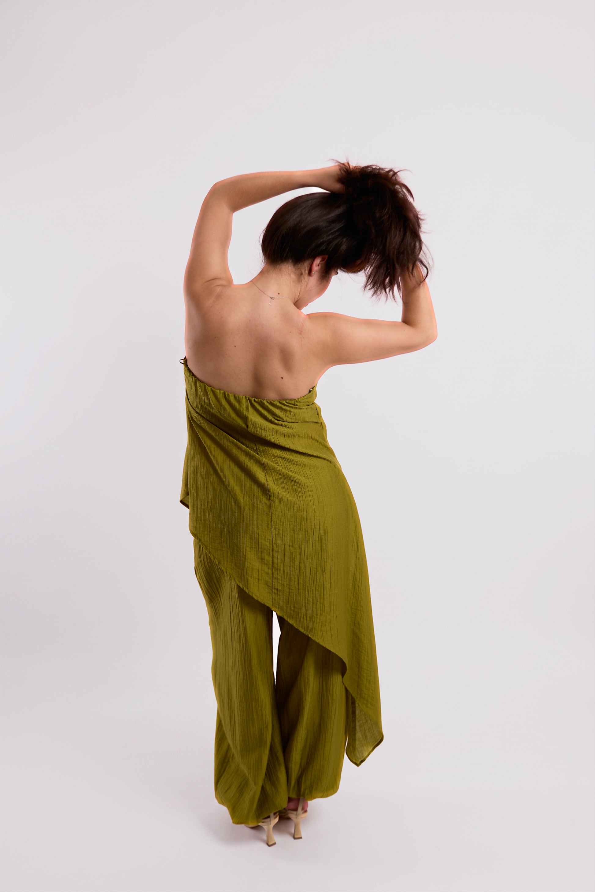 Chartreuse Strapless Wrap-Hem Top