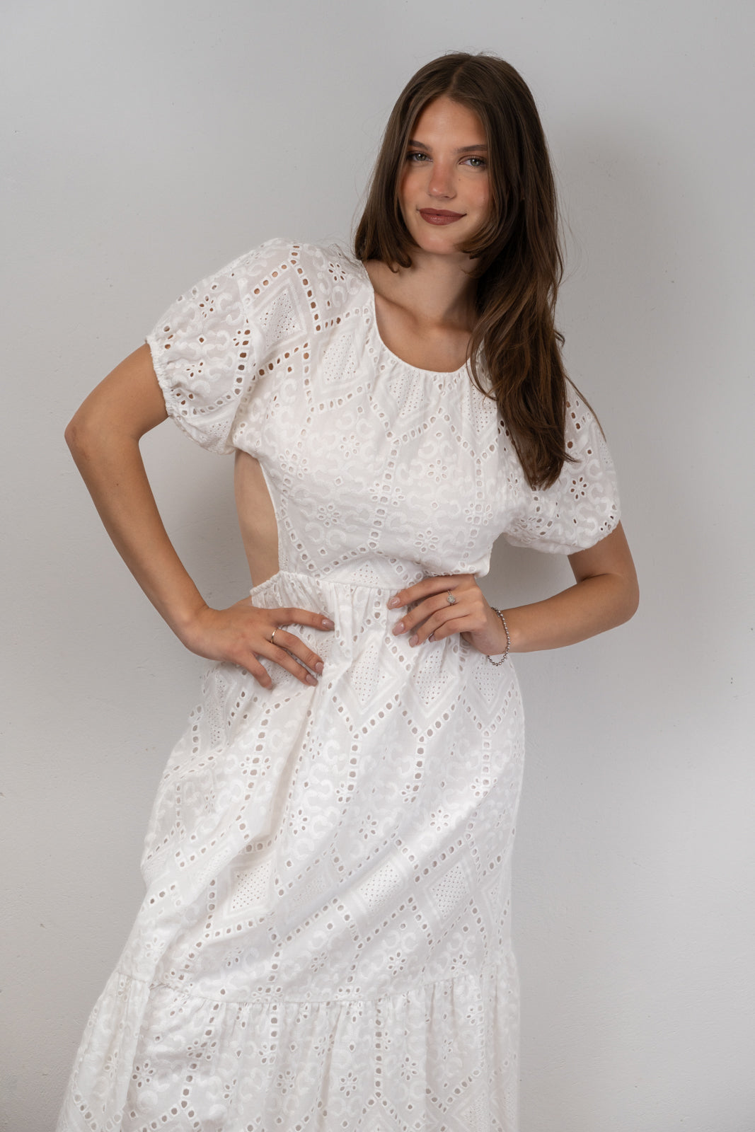 Backless Broderie Maxi Dress