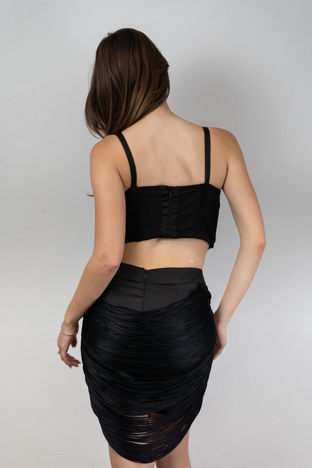 Black Draped Mini Skirt