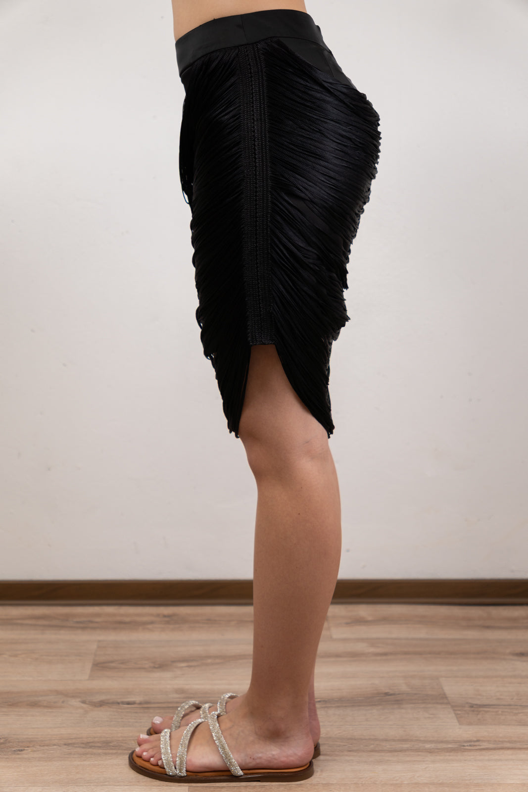 Black Draped Mini Skirt