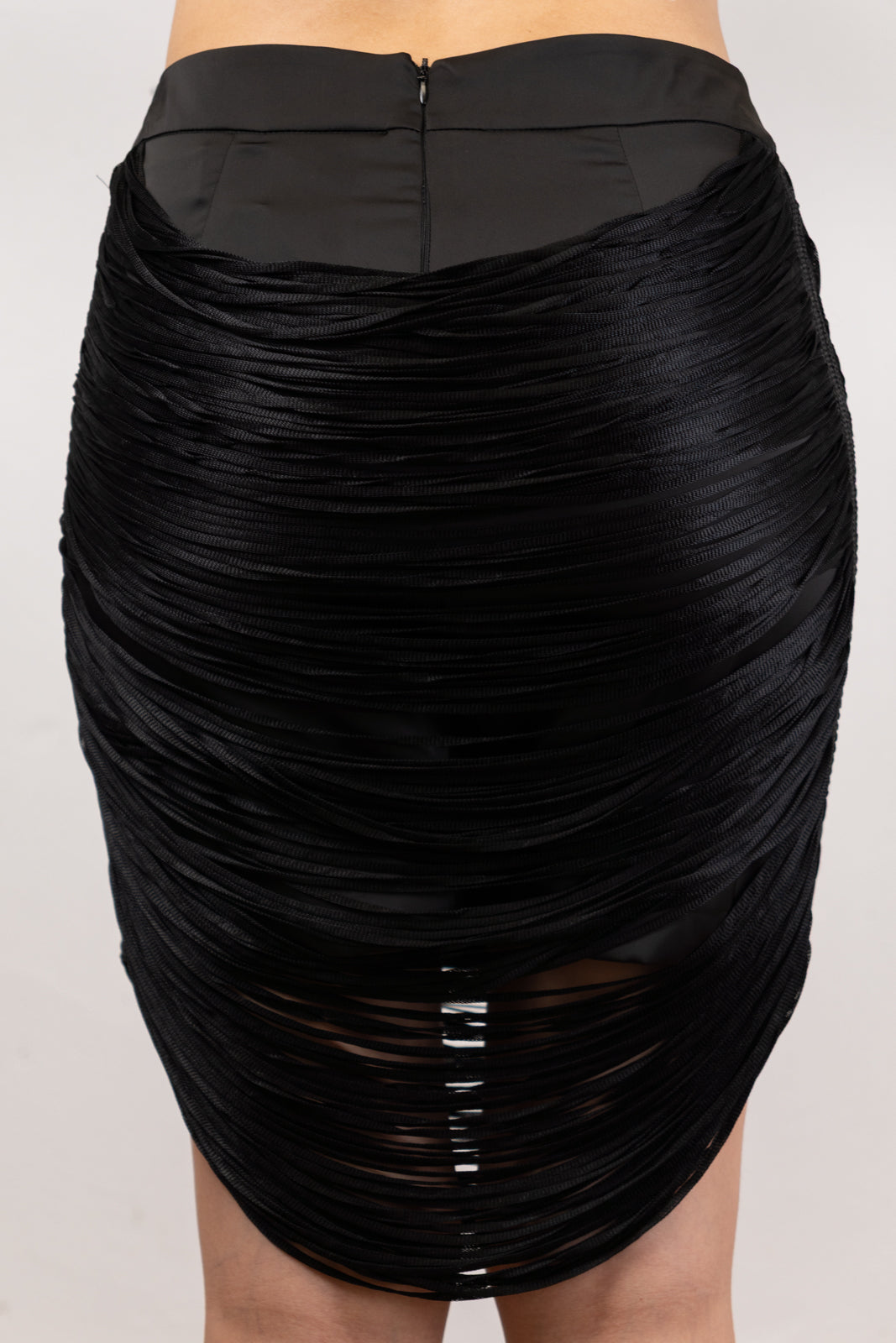 Black Draped Mini Skirt