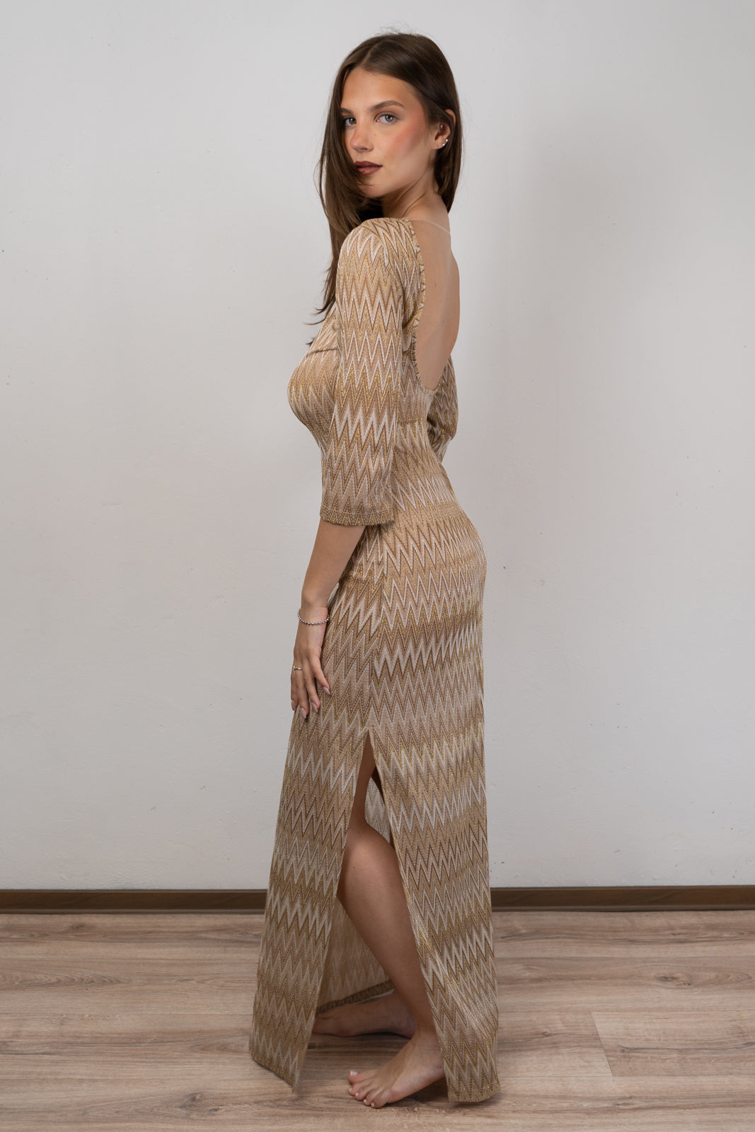 Multi-Coloured Open-Back Maxi Dress