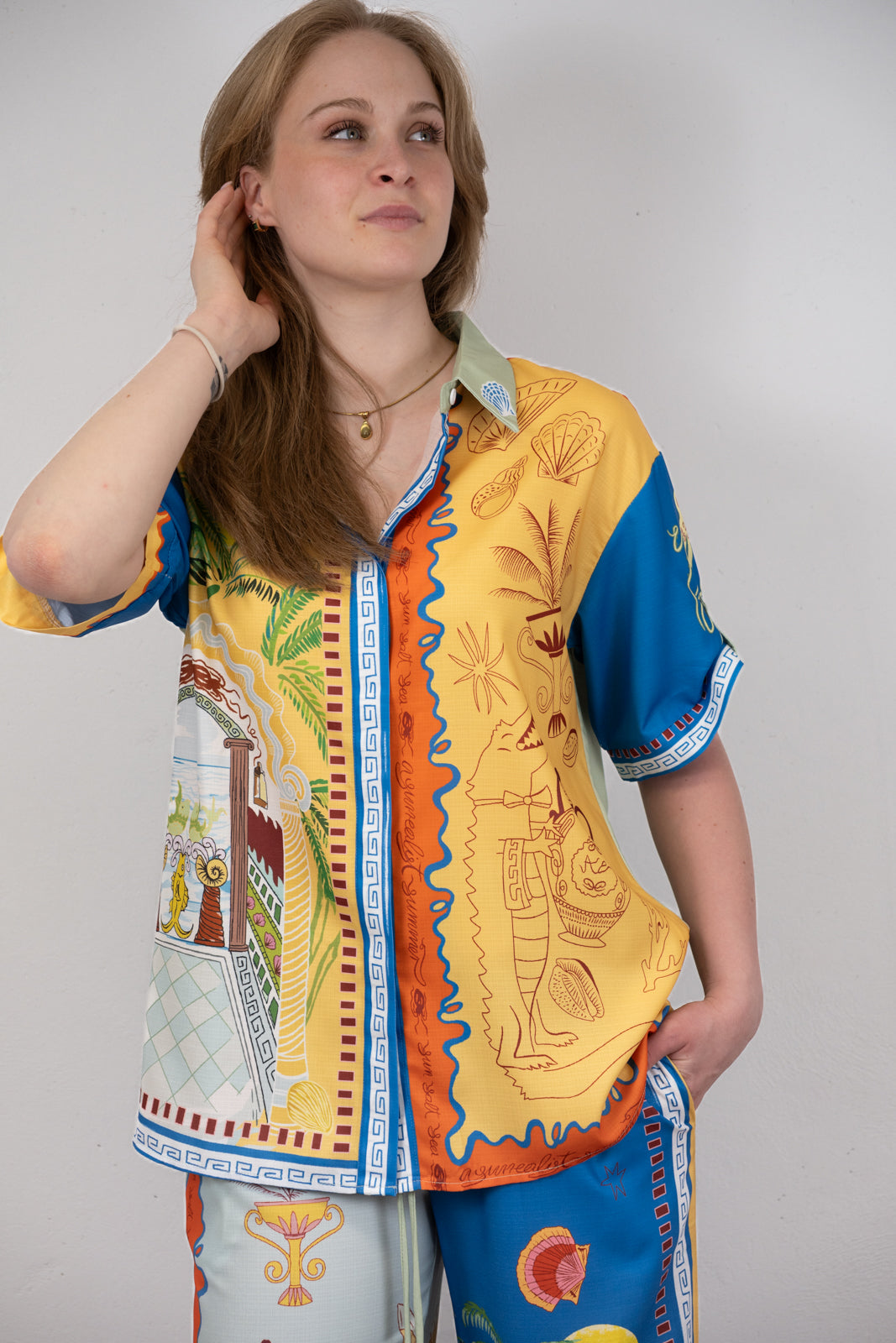Mediterranean-Print Two-Piece Set
