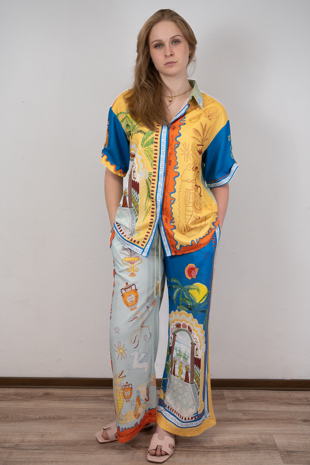 Mediterranean-Print Two-Piece Set