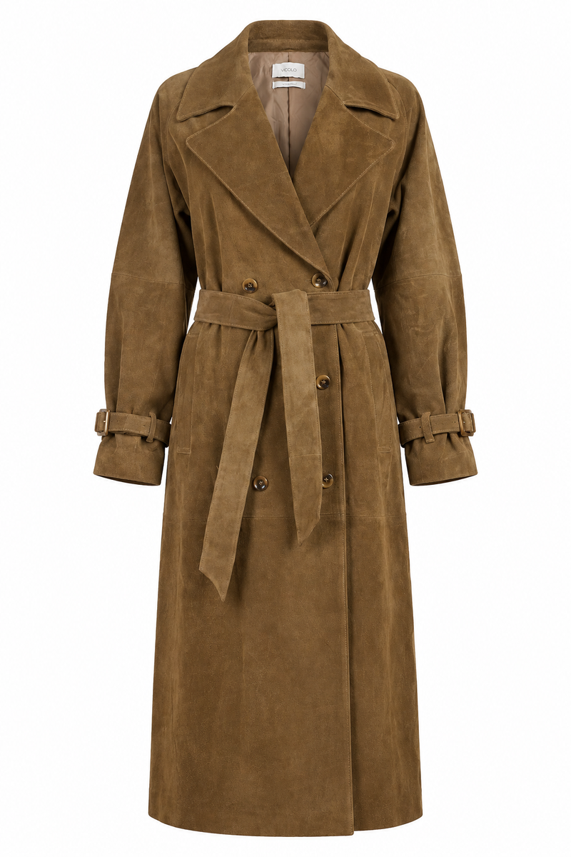 Suede Belted Trench Coat