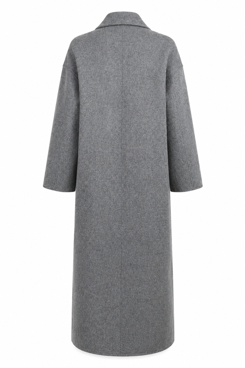Grey Double-Breasted Wool Coat