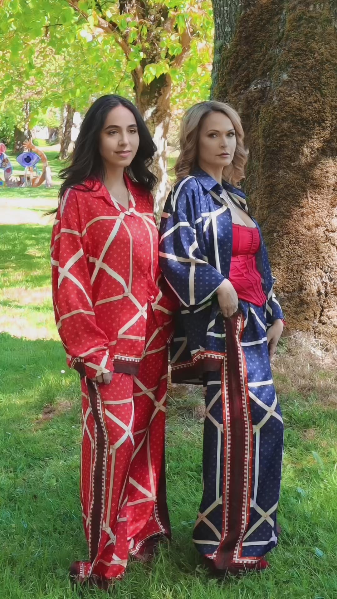 Navy Geometric Print Co-ord Set